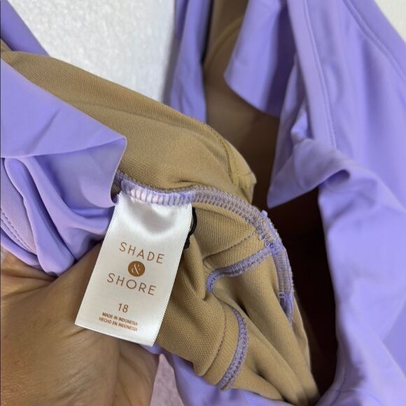 NWT- Shade & Shore-Lavender Ruffle One-Piece Swimsuit- Size 18 - Picture 8 of 10